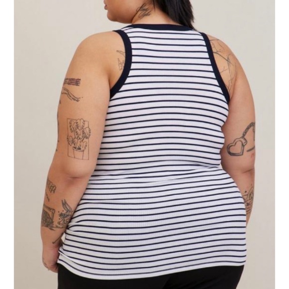 🆕 Super Soft Blue Striped Ribbed High Neck Tank Top 3 3X 22 24 NWT Torrid New! - Picture 4 of 6